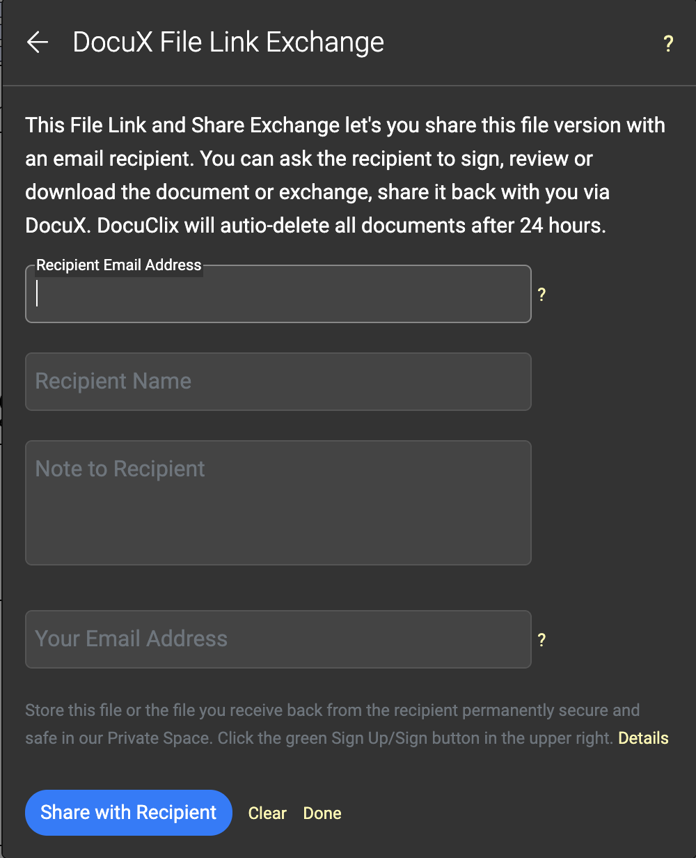 docux file exchange share link